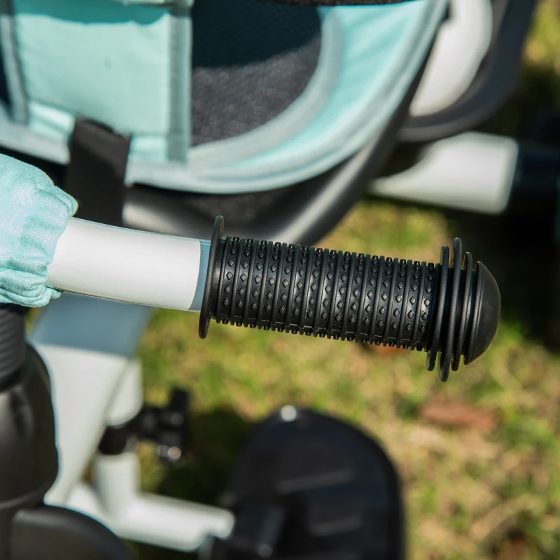 HOMCOM Triciclo Bebé 6 en 1 con Asiento Reversible Triciclo Evolutivo para Niños de +12 Meses con Capota Plegable Mango de Empuje Telescópico y Barra Extraíble 100x48x106 cm Turquesa