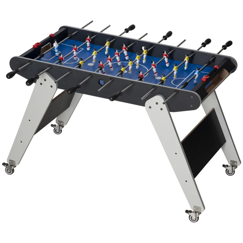 HOMCOM Futbolín con Soporte para Niños de +7 Años con Ruedas  con 2 Bolas 22 Jugadores 114,5x87x68,5 cm Negro