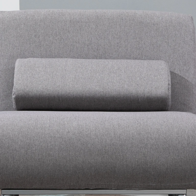 HOMCOM Linen Upholstered Elevated Single Sofa Bed Grey(m-8)