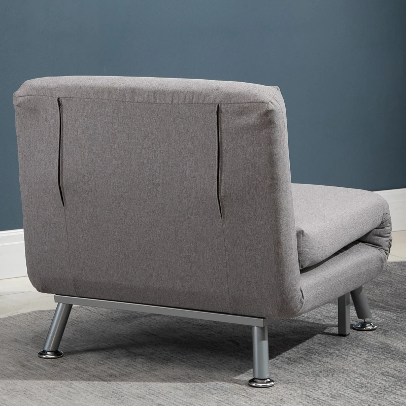 HOMCOM Linen Upholstered Elevated Single Sofa Bed Grey(m-10)