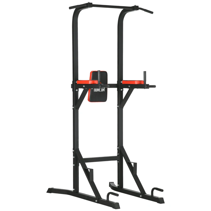 HOMCOM Freestanding Multifunctional Power Tower w/ Pull Up and Dip Station, Push Up Stand, for Home Gym - Black
