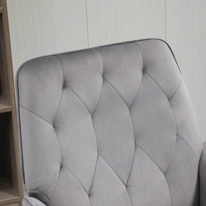 Vinsetto Linen Computer Chair with Armrest, Modern Swivel Chair with Adjustable Height, Dark Grey