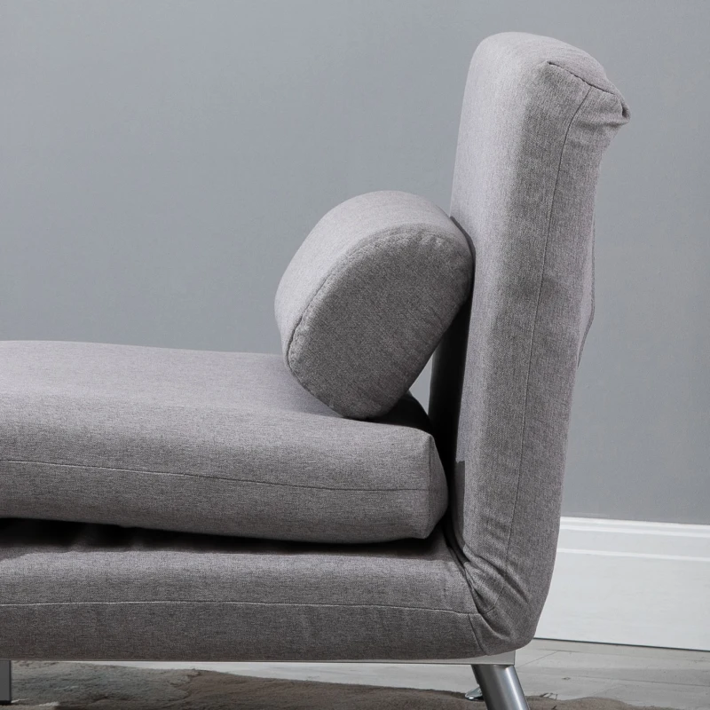 HOMCOM Linen Upholstered Elevated Single Sofa Bed Grey(m-9)