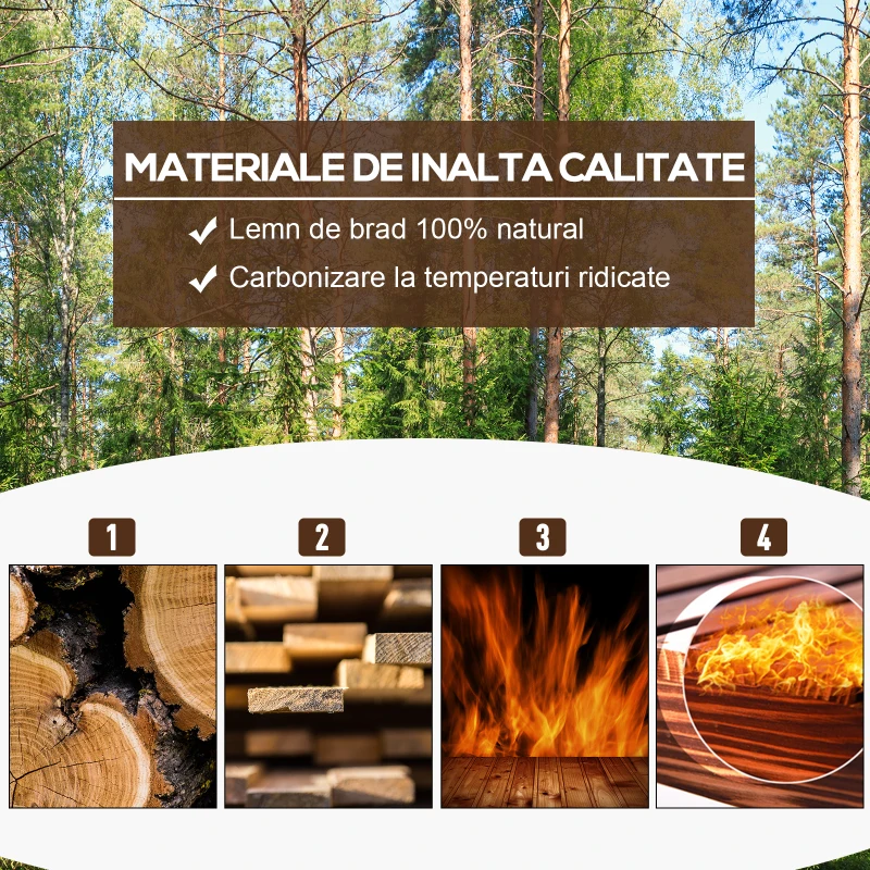 Outsunny set 3 ghivece pentru plante, lemn