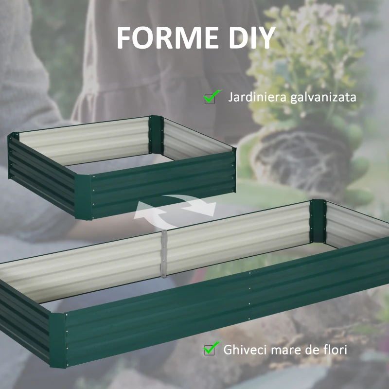 Outsunny Pat Suport de Gradina Inaltat din Metal de Exterior, Suport pentru Plante, Flori si Ierburi, 241x90,5x30cm