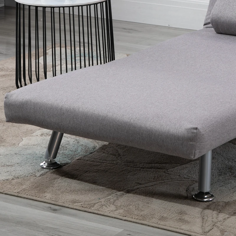 HOMCOM Linen Upholstered Elevated Single Sofa Bed Grey(m-11)