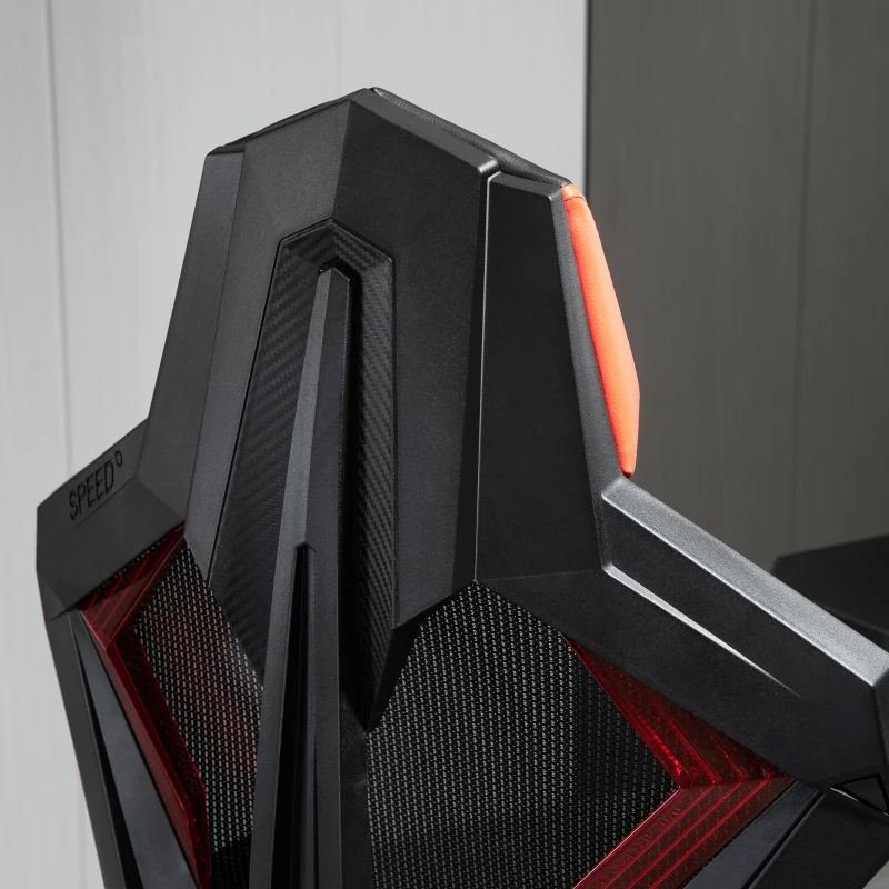 Vinsetto Gamingstuhl Bürostuhl Schreibtischstuhl Ergonomisches Design Rennstil modern höhenverstellbar Schaumstoff Nylon Kunstleder Schwarz+Rot 72x77x 130-140 cm