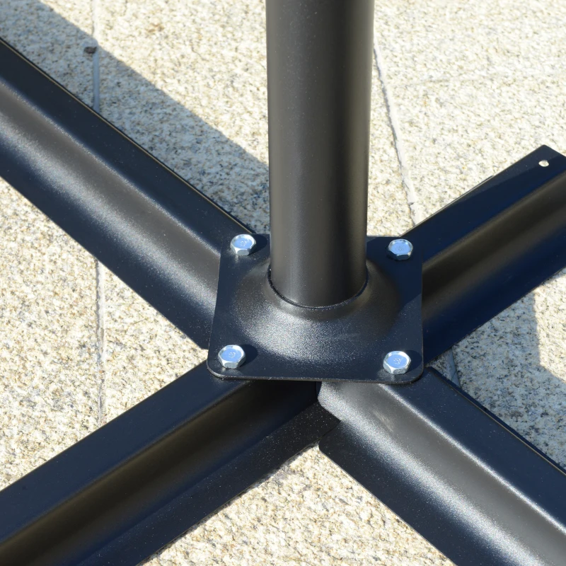 Outsunny Umbrela de Soare pentru Gradina cu Brat  Parasolar din Metal, Baldachin din Poliester Reglabil si Deschidere cu Manivela, Φ265x265cm, Gri