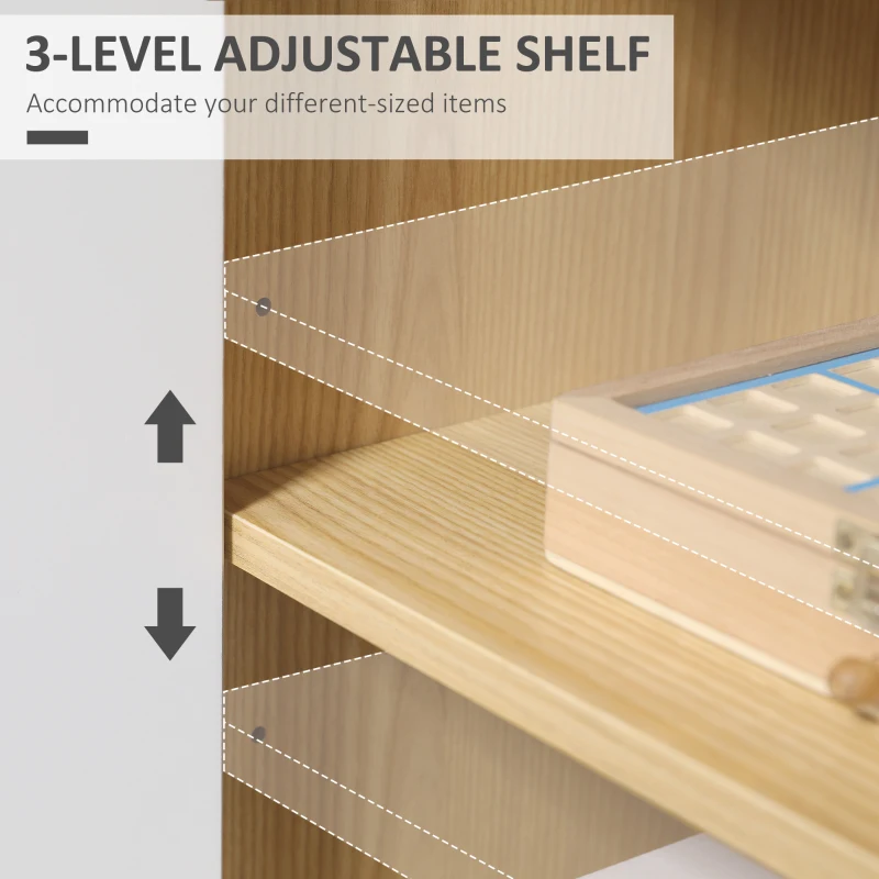 Homcom Dulap Modern Depozitare – Rafturi Reglabile, Alb & Lemn Natural