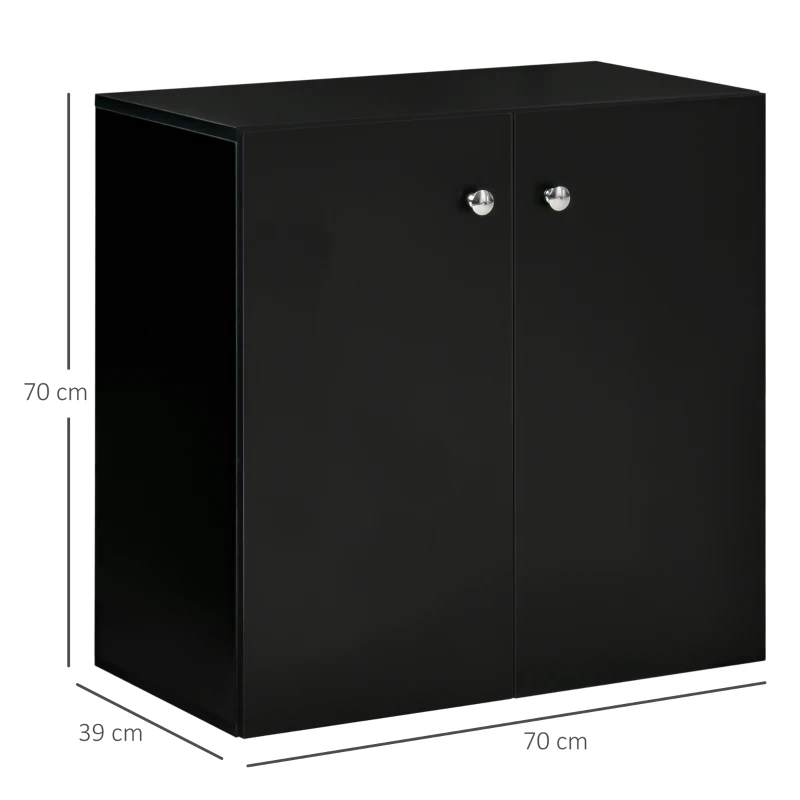 HOMCOM Storage Cabinet w/ Two Shelves Wooden Sideboard Freestanding Kitchen Cupboard Bookcase - Black