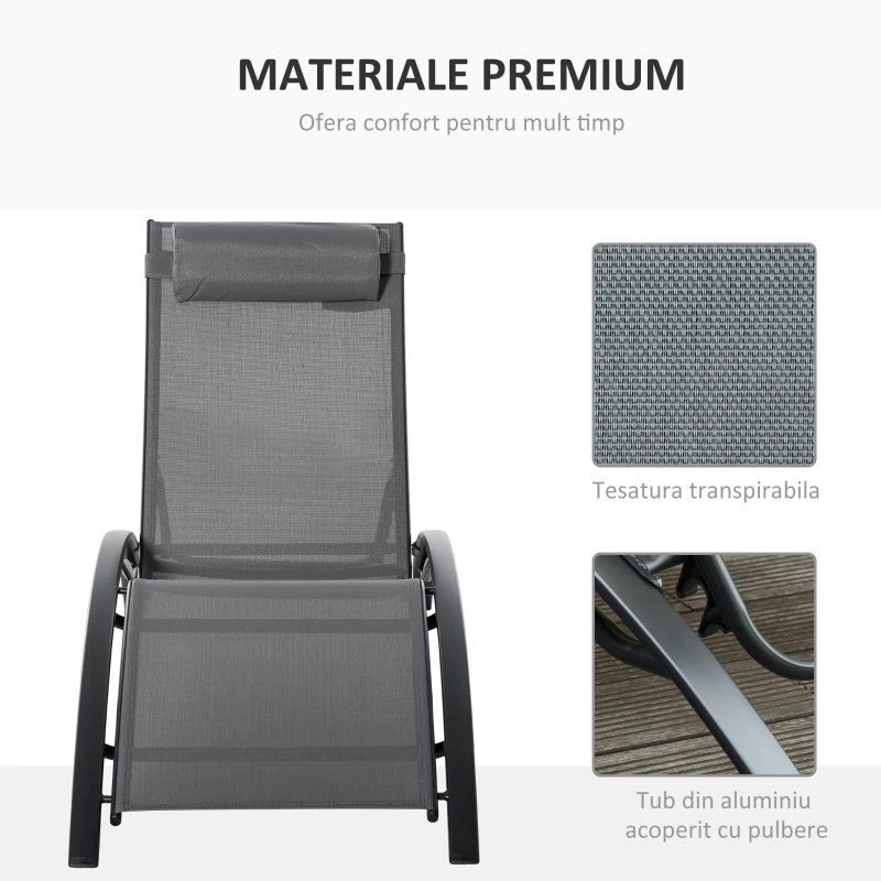 Outsunny Sezlong de Gradina 5 Inclinari din Aluminiu