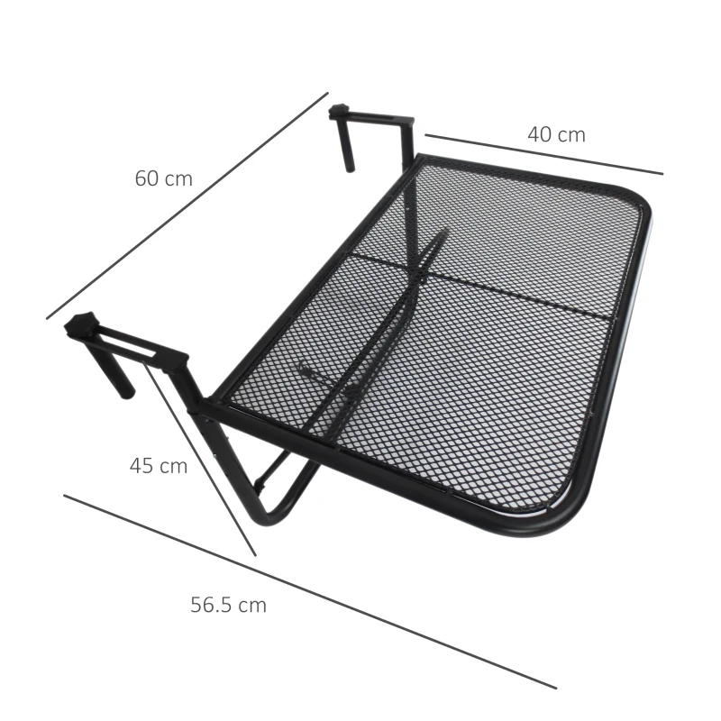Outsunny Masuta Suspendabila pentru Balcon 60×56,5×45 cm – Negru