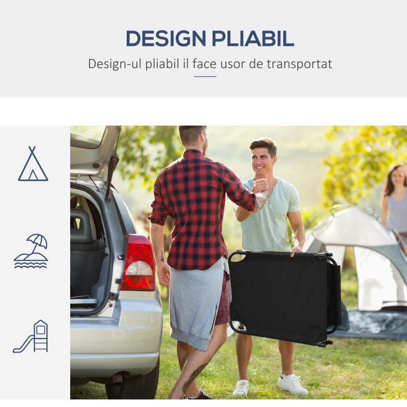 Outsunny sezlong cu decupaj pentru fata,190x56x28 cm, negru