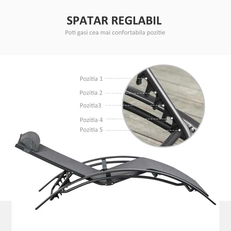 Outsunny Sezlong de Gradina 5 Inclinari din Aluminiu