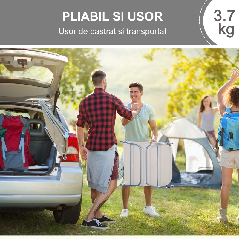 Outsunny sezlong pliabil si reglabil, 182x56x28cm, crem