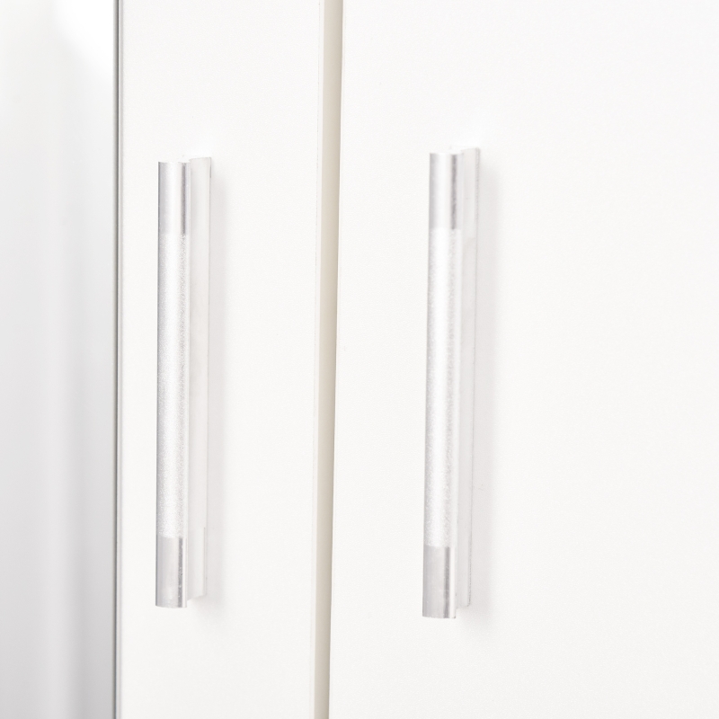 HOMCOM 2-Door Wardrobe w/ Adjustable Shelf 3 Drawers Mirror Home Storage, 180cm, White