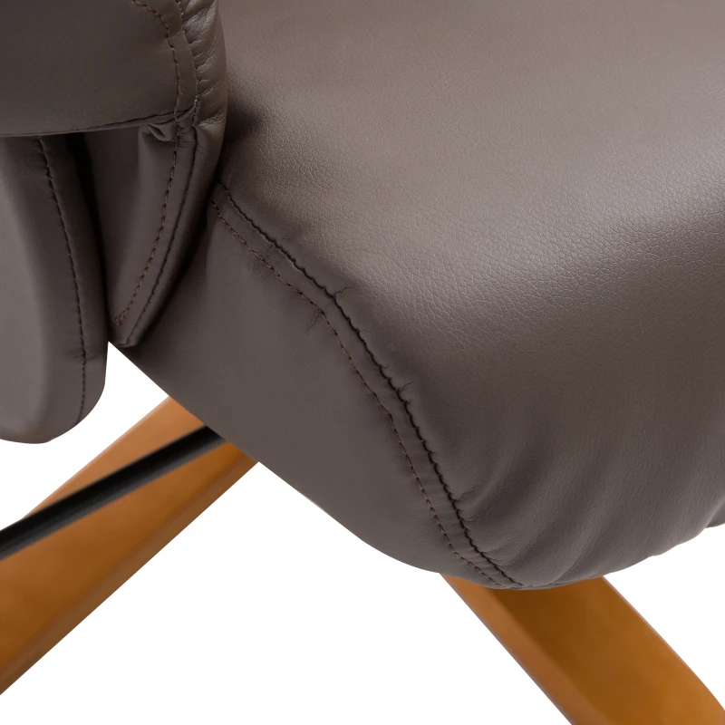 HOMCOM Recliner Armchair, Swivel Reclining Chair With Ottoman, Swivel Faux Leather Chair with Wooden Base and Storage Footstool for Living Room, Brown(m-11)