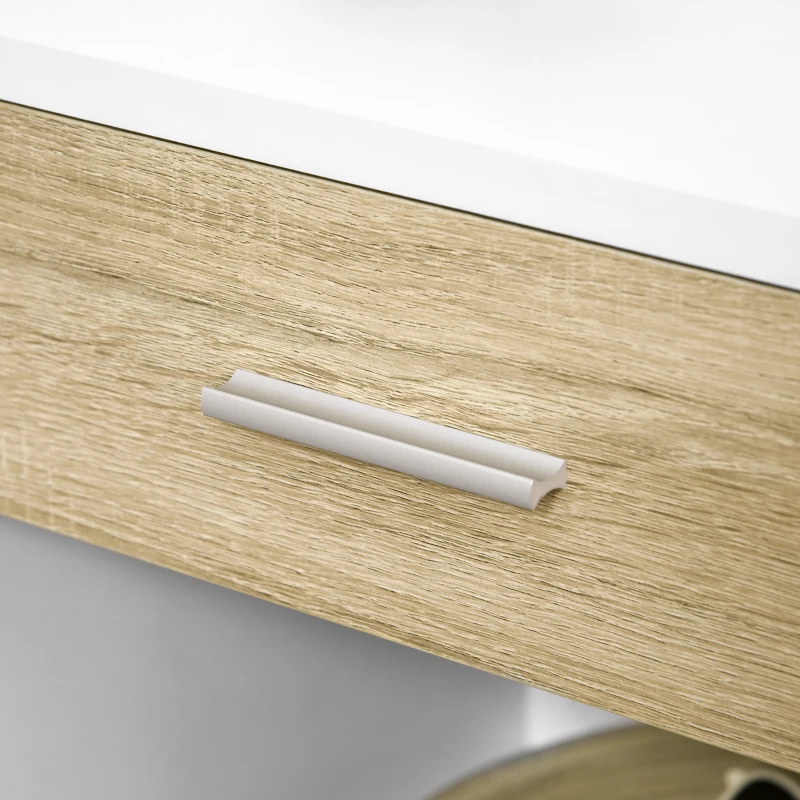 HOMCOM Set de 2 noptiere moderne, cu sertar si raft, masa laterala pentru camera de zi, dormitor, alb