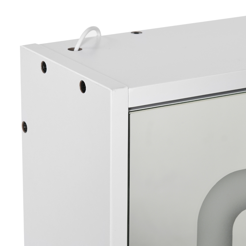 kleankin LED Illuminated Bathroom Mirror Cabinet, Wall-mounted Storage Organizer with Four Open Shelves, Dimmable Touch Switch, White