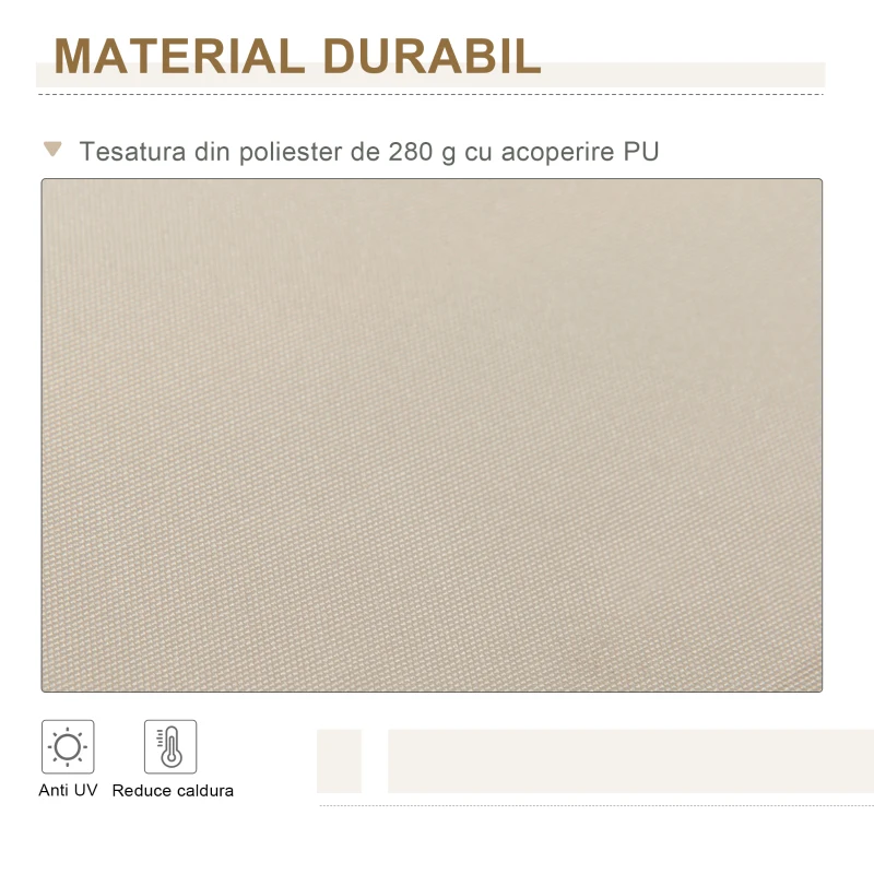 Outsunny Perdea de Soare Copertina retractabila Manuala de Perete in Poliester Impermeabila, Bej, 4x2.5m
