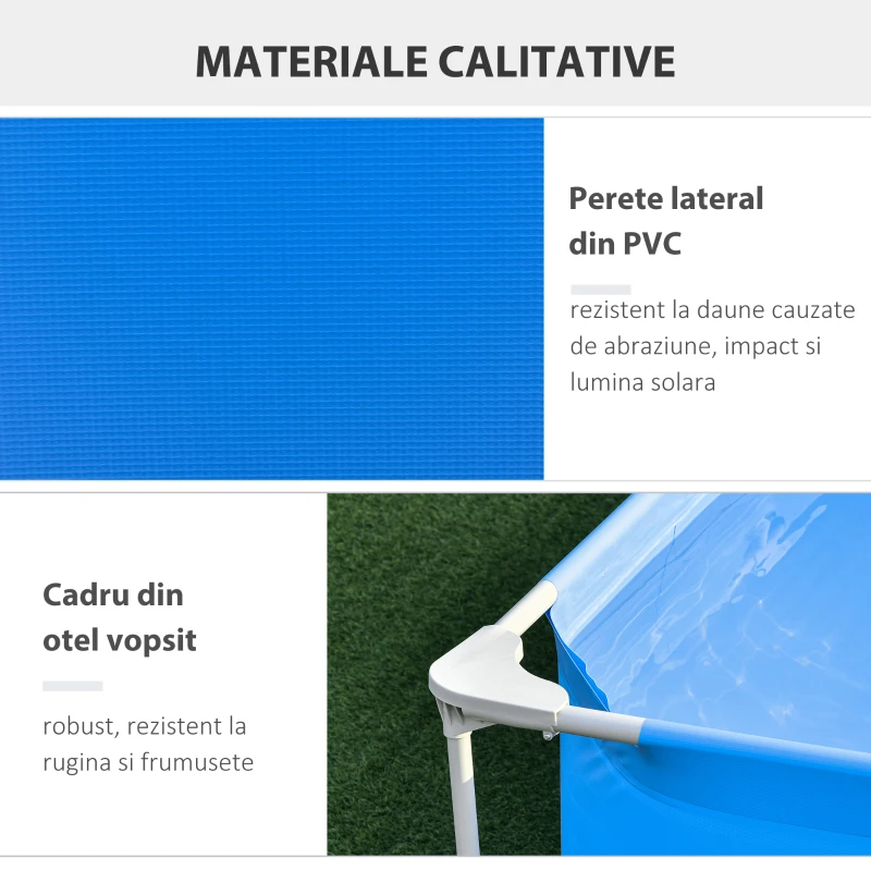 Outsunny piscina supraterana adulti, 252x152x65cm, albastra