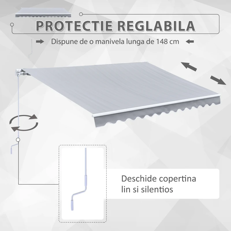 Outsunny Perdea Soare Rulanta de Perete in Poliester, Gri, 365x250cm
