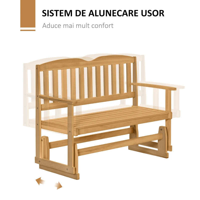 Outsunny Banca Balansoar de Gradina 2 Locuri cu Cotiere din Lemn de Brad