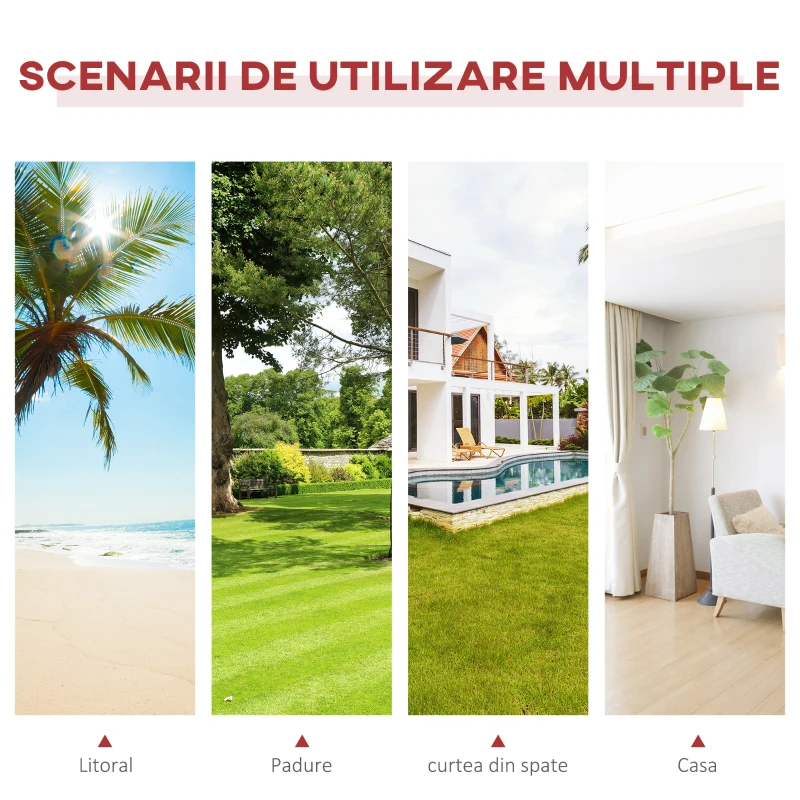 Outsunny Hamac in Tesatura in Dungi Colorat cu Suport in Lemn, 3.15x1x1.1m