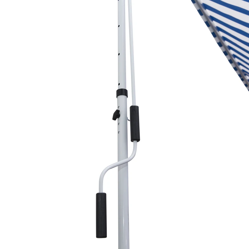 Outsunny Copertina de Soare cu Brate si Manivela, Structura Telescopica din Metal si Parasolar din Poliester 300x150cm Albastru si Alb