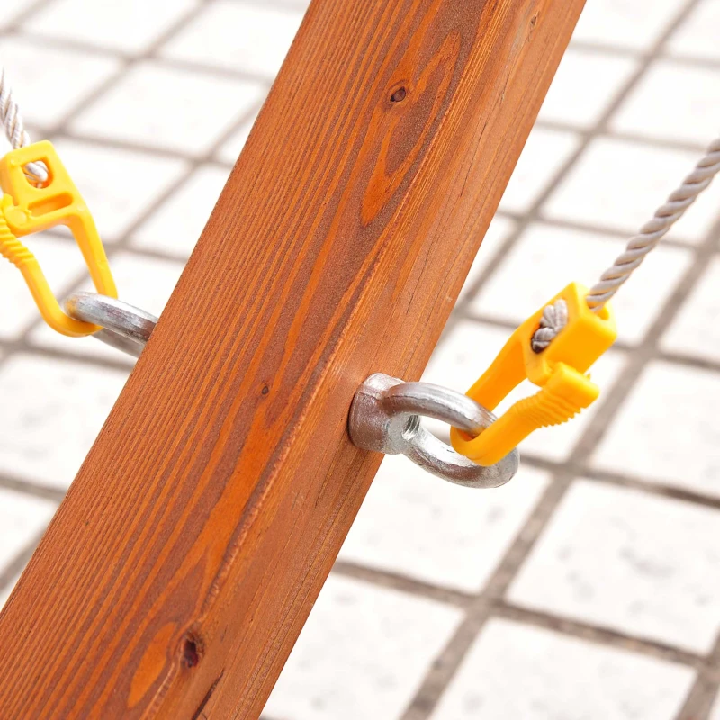 Outsunny Hamac in Tesatura in Dungi Colorat cu Suport in Lemn, 3.15x1x1.1m