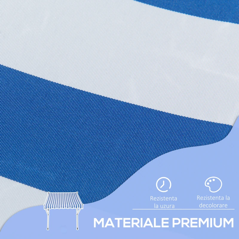 Outsunny Copertina pentru soare pentru exterior tip rulou cu manivela, inaltime si unghi reglabil, 200x150cm, albastru