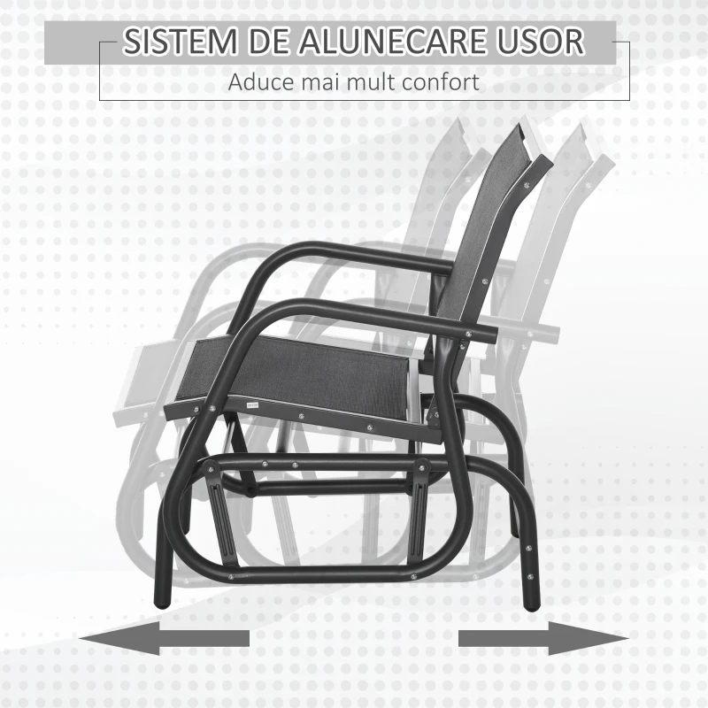 Outsunny scaun balansoar 2 in 1, metal, 75x66x85cm, negru