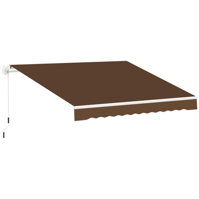 Outsunny Copertina de Soare pentru Exterior care se Ruleaza cu Manivela din Metal si Aluminiu, 395x245cm, Rosu Ruginiu