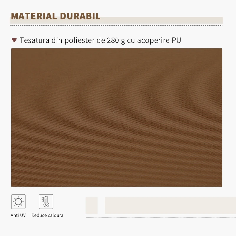 Outsunny Copertina de Soare pentru Exterior care se Ruleaza cu Manivela din Metal si Aluminiu, 395x245cm, Rosu Ruginiu