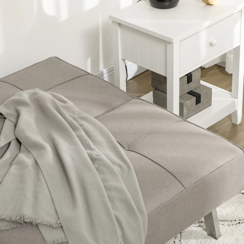 HOMCOM Banquette convertible 3 places canapé-lit clic-clac 2 fauteuils rembourré avec dossier inclinable en tissu gris