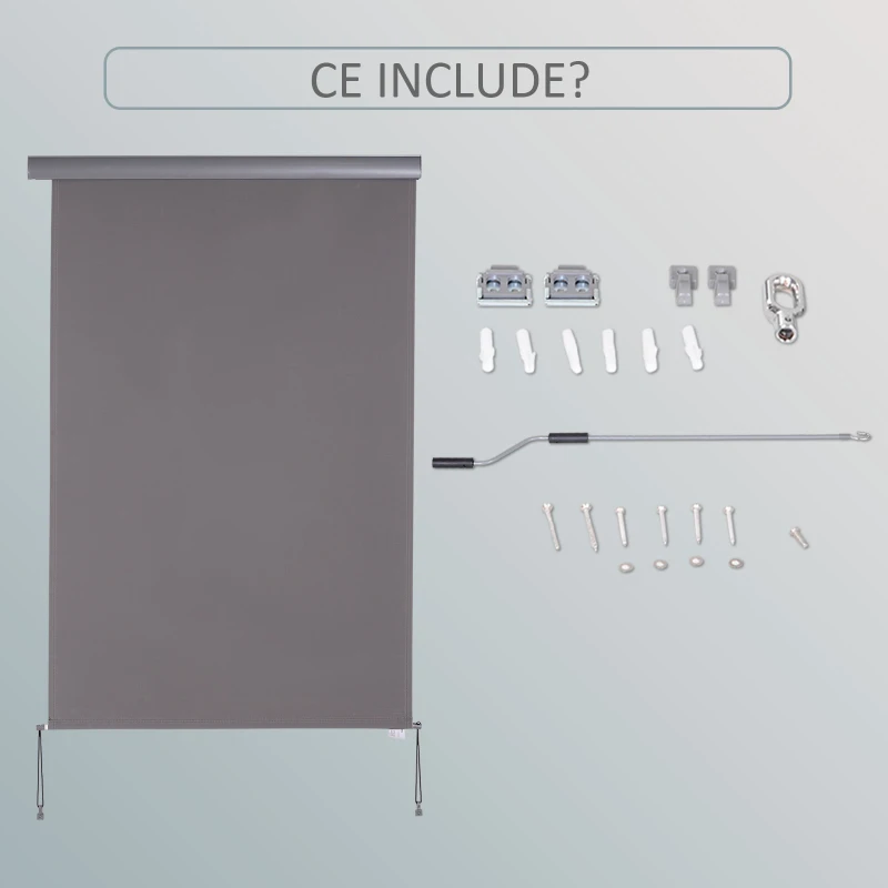 Outsunny Copertina Rulou Parasolar cu Manivela, Instalare pe Perete sau Tavan, 120x200cm, Gri