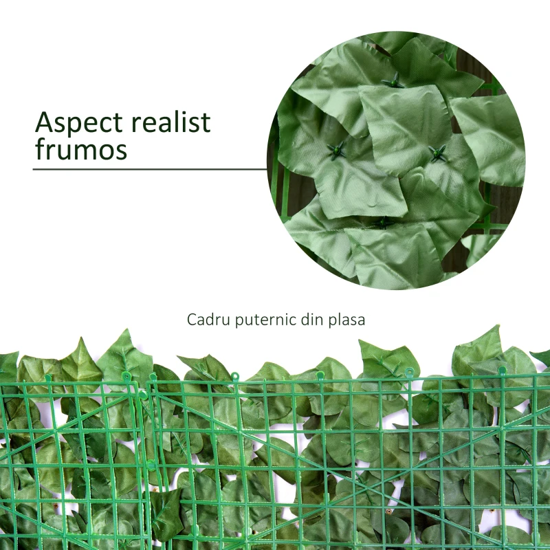Outsunny Rulou Artificial de Gard Viu din PE, Anti-UV, 300x100 cm, Frunze Verde inchis(m-6)