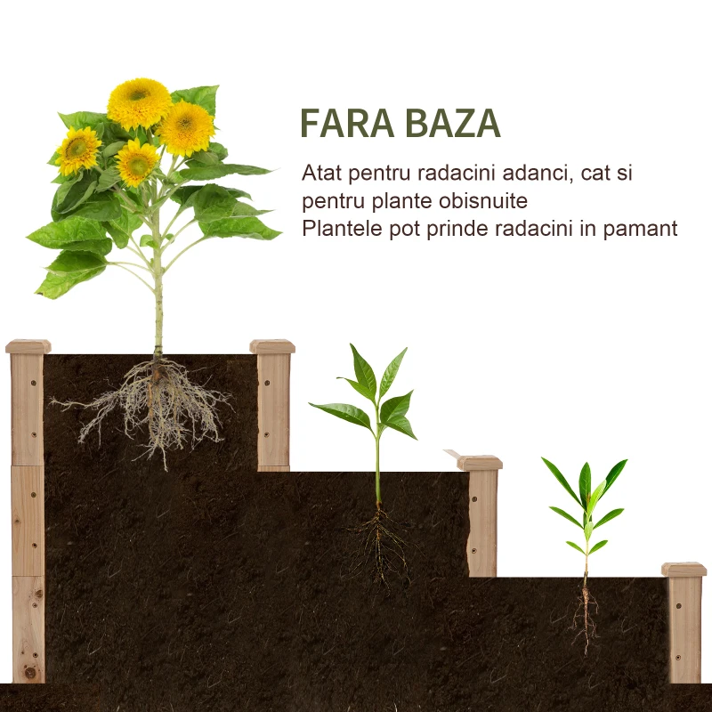 Outsunny suport 3 rafturi lemn pentru plante, 120x120x56 cm