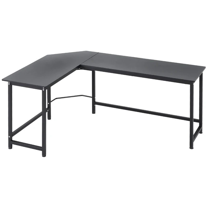 Vinsetto® STOLIK KOMPUTEROWY BIURKO NAROŻNE REGULACJA WYSOKOŚCI metal czarny 168 x 120 x 75 cm