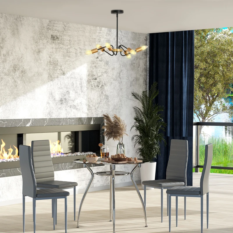 Żyrandol HOMCOM w Stylu Industrialnym z Regulacją Wysokości, Czarny i Złoty, Śr. 48 x 120 cm