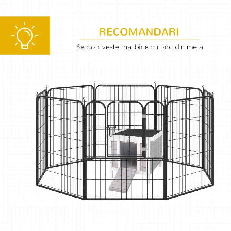 PawHut Adapost mic, din lemn, pentru iepuri, casuta pentru porcusori de Guineea, gri 46x39x30 cm