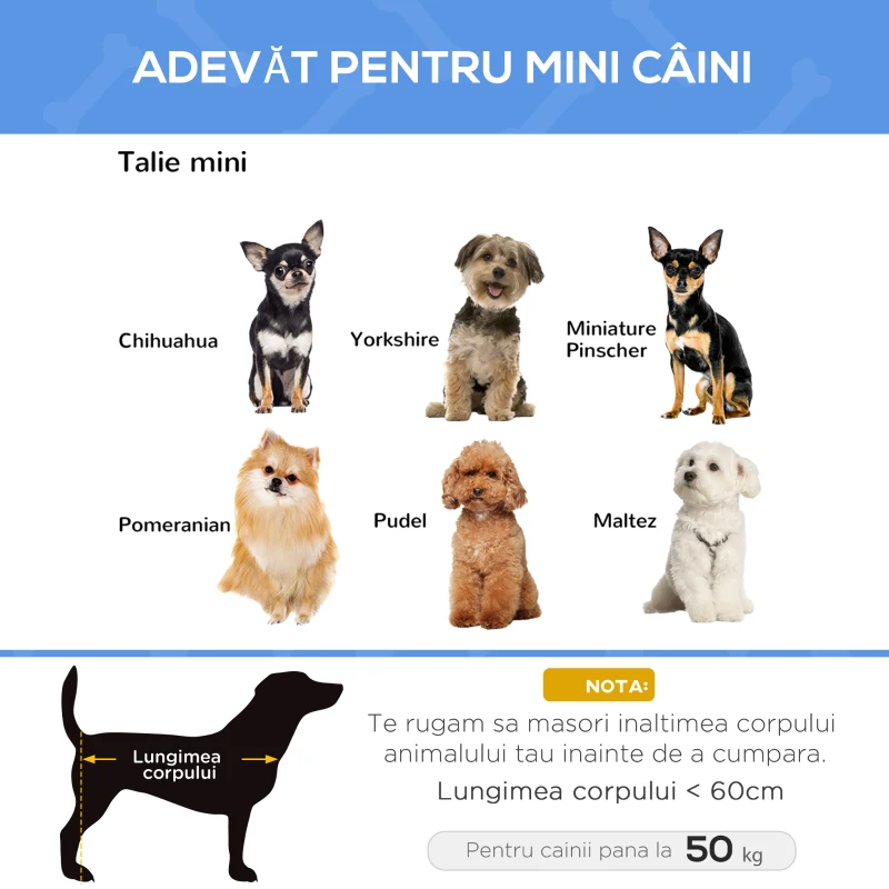 PawHut Saltele pliabile pentru Caini in Tesatura Oxford pentru Caini, Albastru, 59x46x15cm