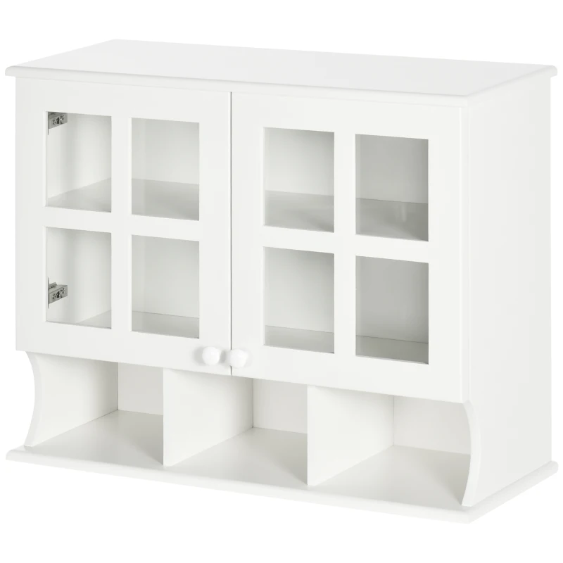 HOMCOM Wall-Mounted Bathroom Medicine Cabinet, Modern Bathroom Cabinet with Shelves for Living Room and Entryway, White