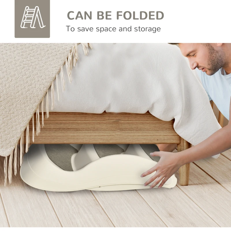 PawHut Foldable Pet Stairs Portable Dog Steps 3-Step Design with Non-slip Mats for High Beds, Sofas, 49 x 38 x 38 cm, Cream