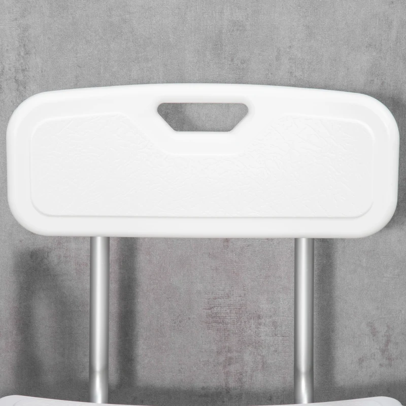 HOMCOM Height Adjustable Shower Stool for the Elderly and Disabled with Back, Shower Chair with Flipped Padded Arms and Suction Foot Pads, White