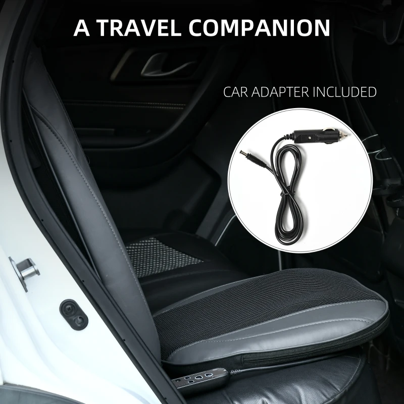 HOMCOM Shiatsu Back Massager for Neck, Massage Chair with Deep Tissue Kneading, Heating and Remote, Massage Cushion with Vibrating Points for Home Office and Car, Black