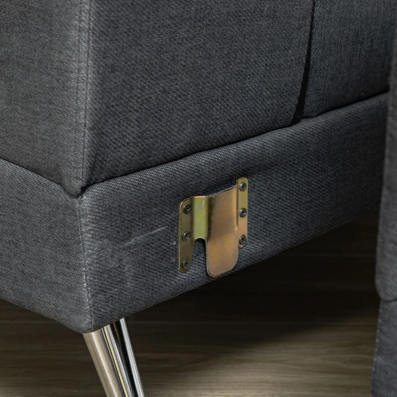 HOMCOM Canapea de colt pentru camera de zi, canapea in forma de L din material textil cu tetiera reglabila, canapea cu 3 locuri, gri inchis(m-9)