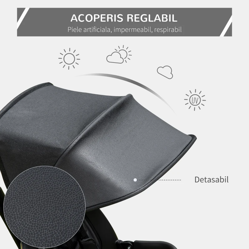 HOMCOM tricicleta copii, pliabila, cu maner, 111,5x52x98cm