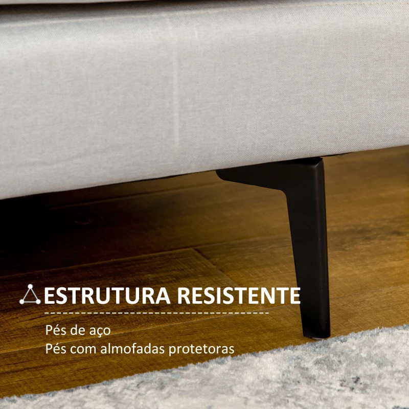 HOMCOM Sofá de 2 Lugares Moderno Estofado em Linho Sintético com 2 Almofadas e Pés de Aço 160x87x87cm Cinza Claro