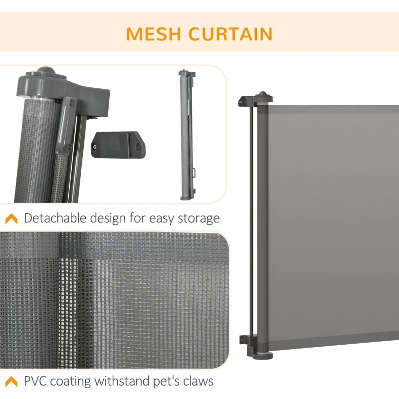 PawHut Foldable Pet Gate, for Stairs, Doorways, Corridors - Grey